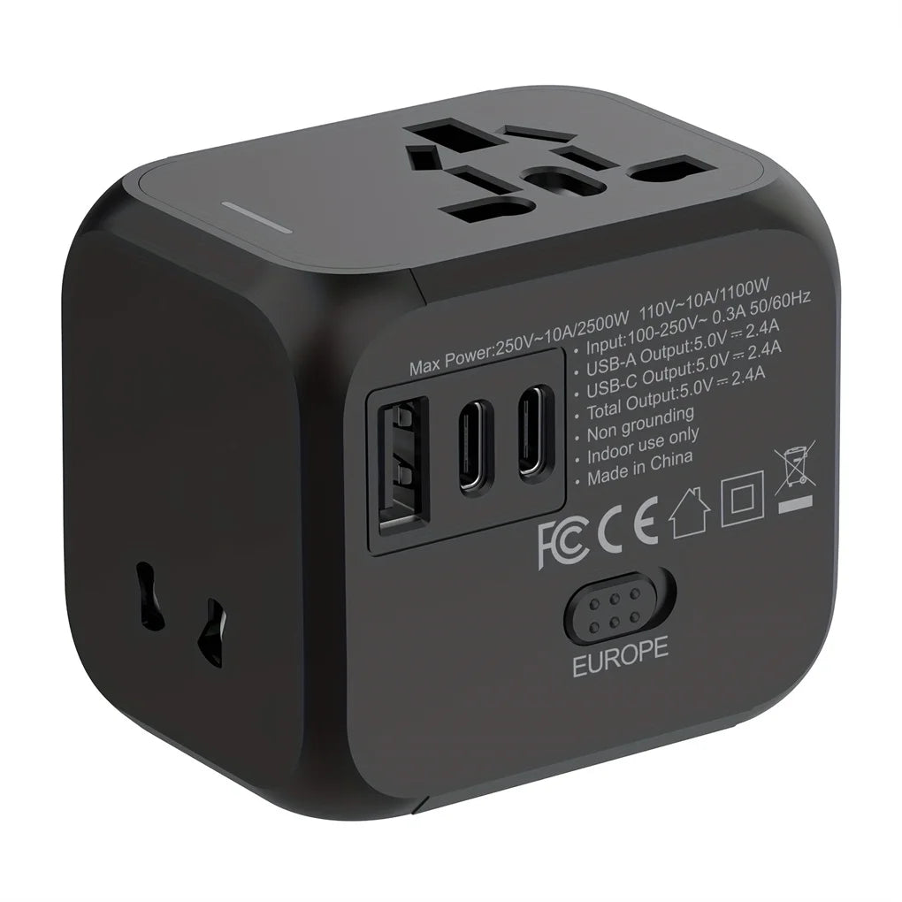 Foldable Universal Travel Plug Adapter – Compact Type-C Adapter for 180+ Countries (Essential for International Travel)