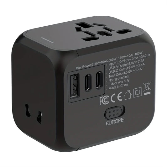 Foldable Universal Travel Plug Adapter – Compact Type-C Adapter for 180+ Countries (Essential for International Travel)