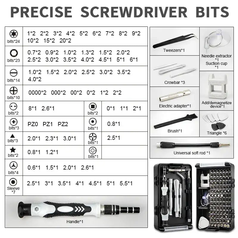 116-in-1 Precision Screwdriver Set – Magnetic Repair Tool Kit with Torx, Phillips & Hex Bits