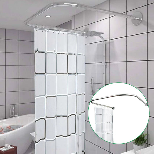 U-Shaped Adjustable Stainless Steel Shower Curtain Rod – Corner Tub & Small Bathroom Fit