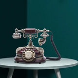 Corded Retro Imitation Antique Rotary-Dial Telephone – Stylish Landline Decor Piece