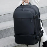 Expandable Men’s Laptop Backpack – Large Capacity Business & Travel School Backpack with USB Charging Port