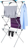 3-Tier Indoor & Outdoor Portable Clothes Drying Rack – Collapsible Laundry Air-Dryer with 69 ft Hanging Space (Silver Finish)