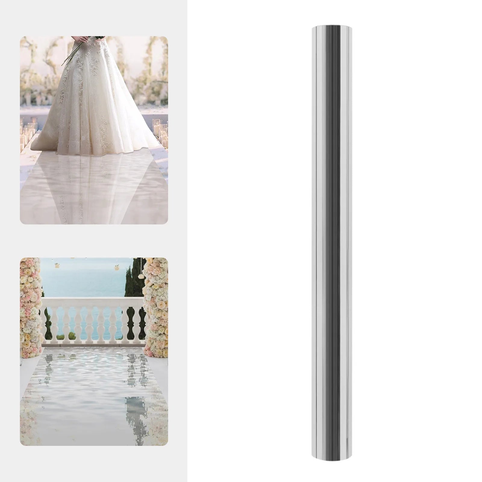 65.3FT Silver Mirror Aisle Runner – Double-Sided Reflective Wedding Carpet for Luxury Event Decorations