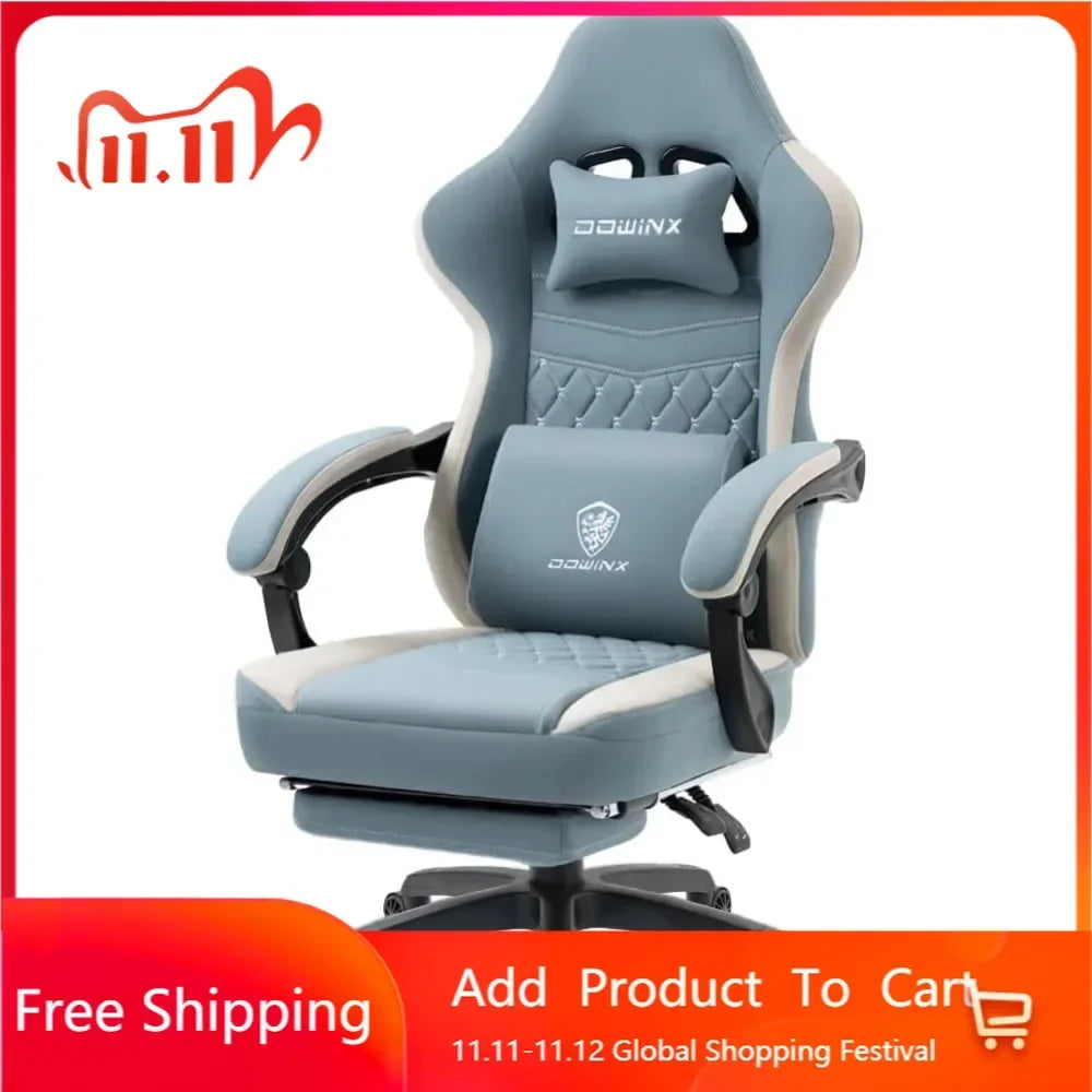 Ergonomic Gaming Chair – Comfortable Breathable Fabric Gamer Seat with Gel Pad, Pocket Spring Cushion & Storage Bag
