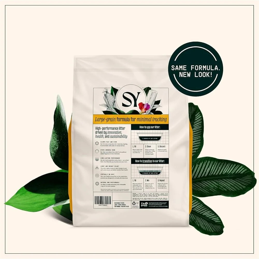Premium Cat Litter – Large Grain Corn & Cassava Formula, 10lb Bag, Unscented Clumping Litter with Odor Control