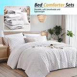 7-Piece Cut-Flower Quilted Comforter Set – Soft All-Season Bedding (Elegant Floral Texture)
