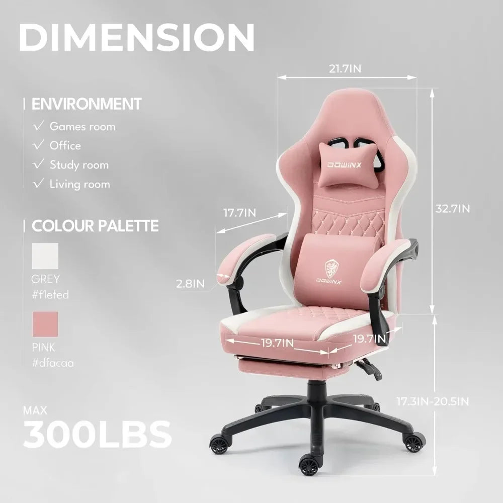 Ergonomic Gaming Chair – Breathable Fabric Gamer Seat with Gel Pad, Pocket Spring Cushion & Storage Bag