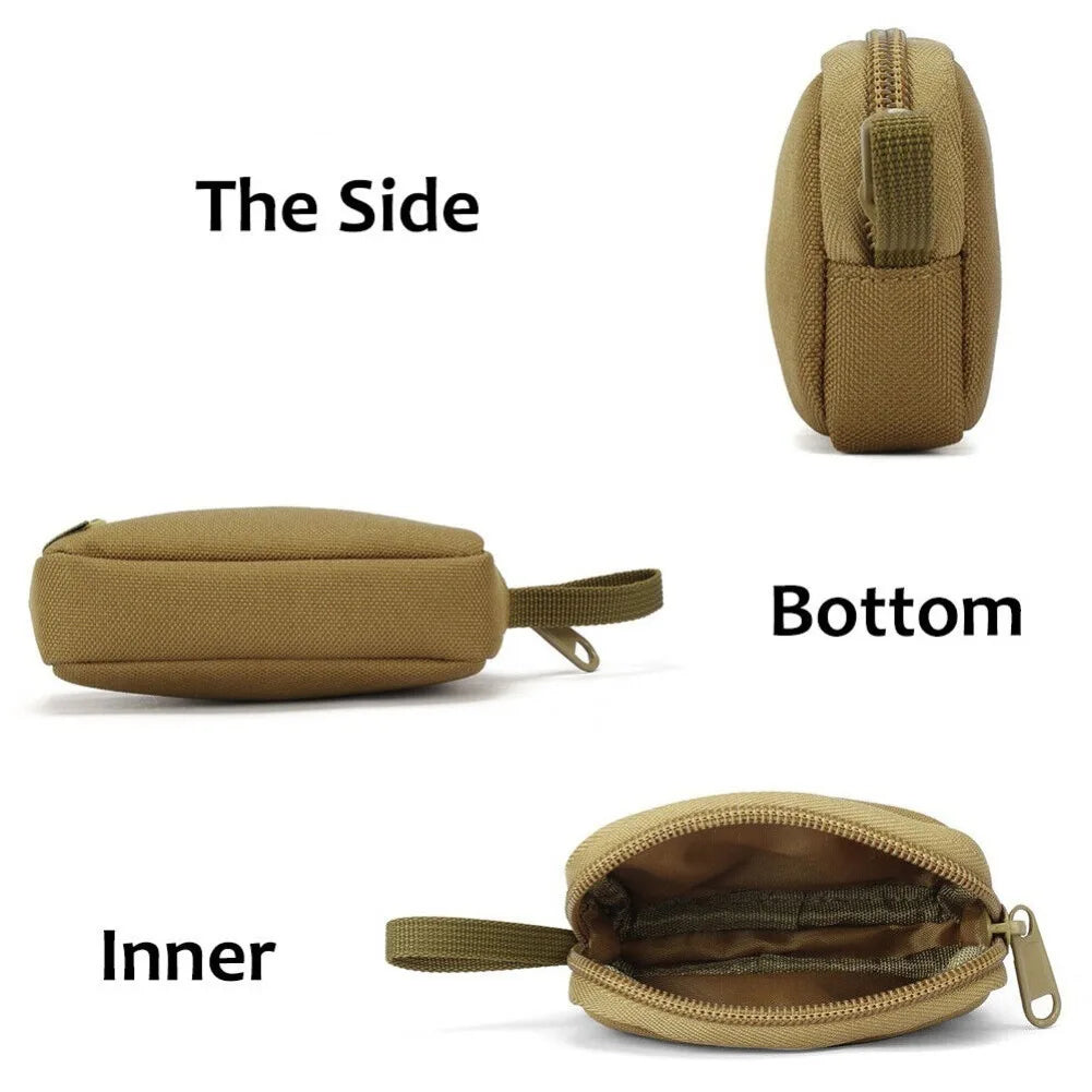 Tactical Small EDC Bag – Nylon Coin, Money & Key Pouch with Zipper Card Pocket & Outdoor Belt Pack
