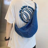 Unisex Denim Hobo Sling Bag – Adjustable Strap, Large-Capacity Daily Shoulder & Crossbody Bag