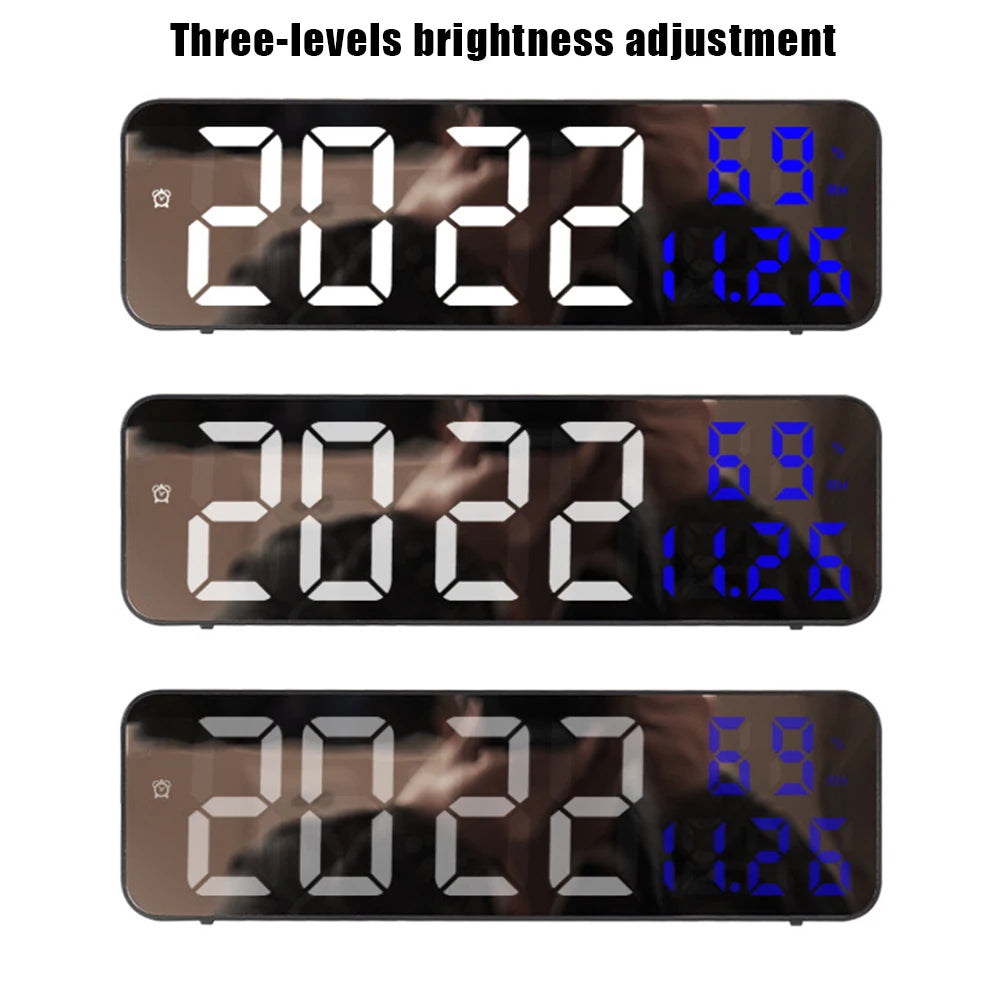 LED Digital Wall Clock – Large Screen Electronic Wall-Mounted Clock with Time, Temperature & Humidity Display