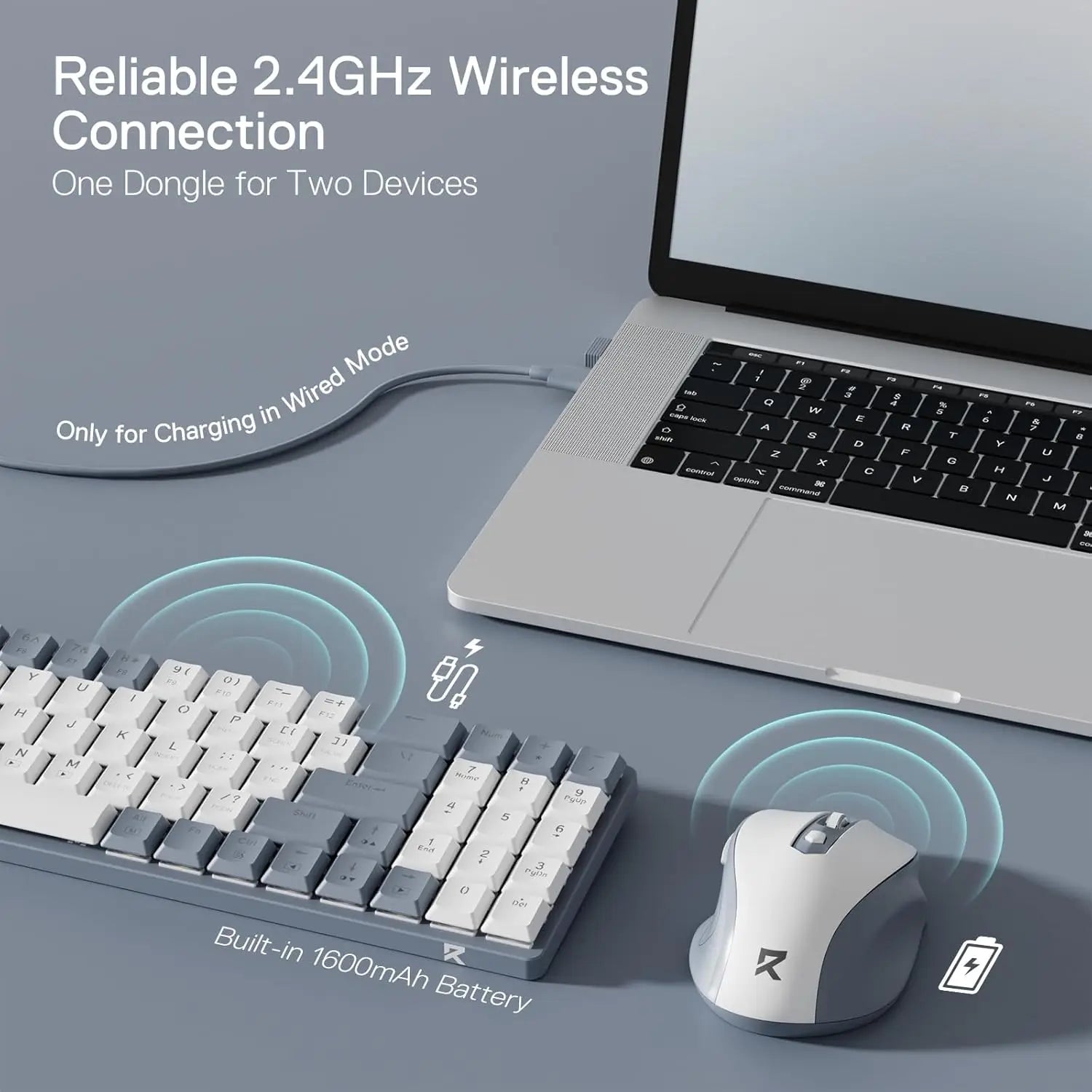 Redragon BS8772 Wireless Keyboard & Mouse Combo – 78-Key Low-Profile Mechanical Keyboard with 2.4GHz Wireless & 2400 DPI Mouse