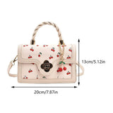 Women’s Cherry Square Chain Crossbody Bag – Adjustable Strap Stylish Satchel