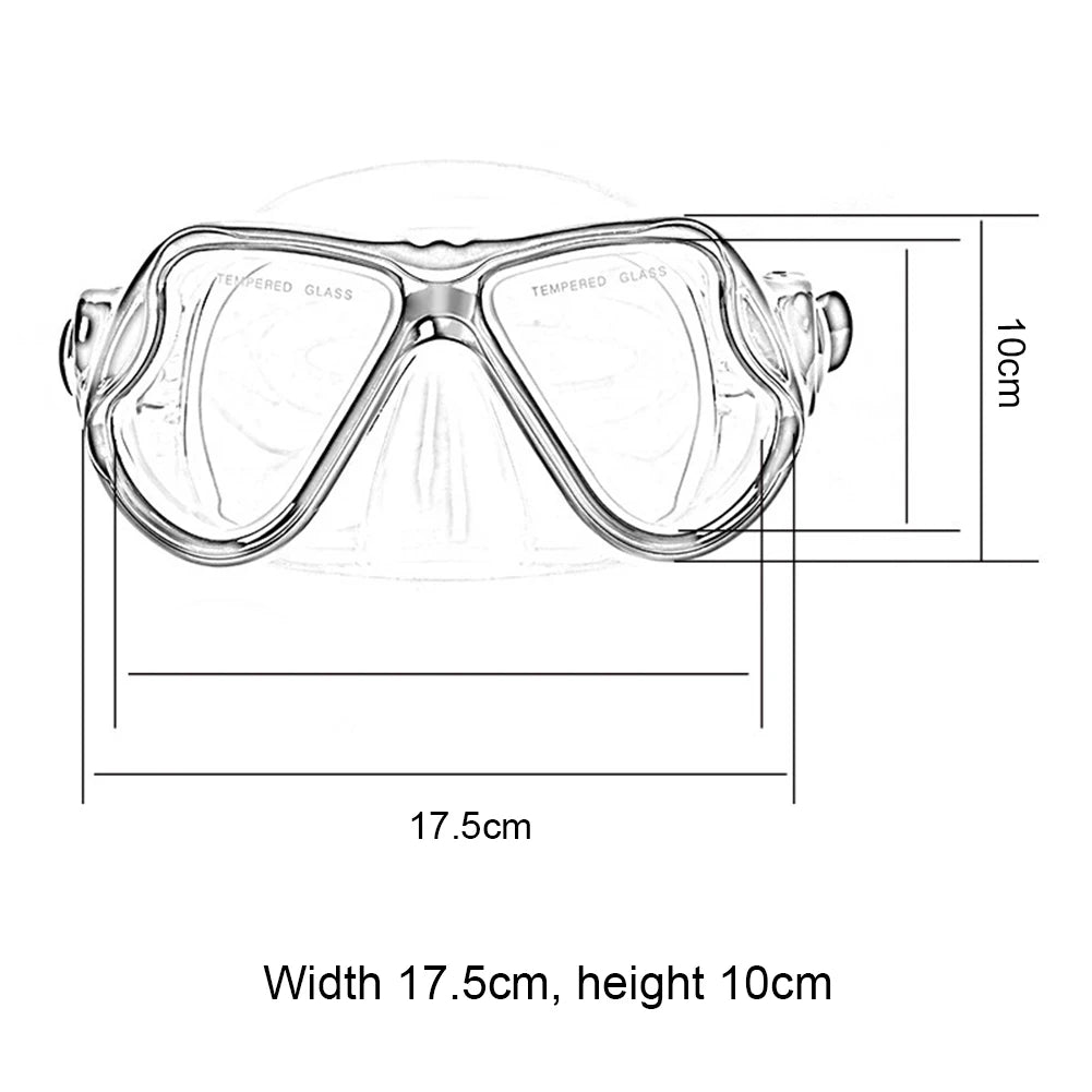 Diving Mask & Breathing Tube Set – Large Silicone Frame, Anti-Fog, UV Protection Snorkel Gear for Adults