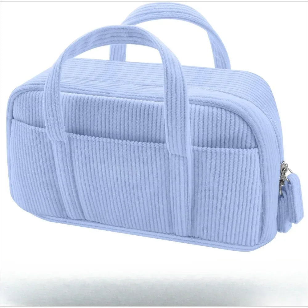 Large Soft Corduroy Zip Pencil Case – 6-Compartment Aesthetic Organizer (Purple)