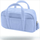 Large Soft Corduroy Zip Pencil Case – 6-Compartment Aesthetic Organizer (Purple)