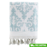 Mirage Fringe Bath Towel – Reversible Jacquard Design, Hand-Knotted Fringe, Luxe Cotton