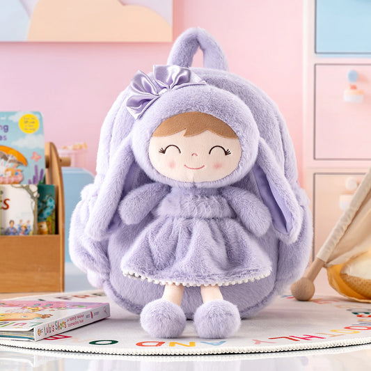 Gloveleya Plush Rabbit Backpack – Snow Bunny Edition for Toddlers | Soft Purple Animal Bag & Gift for Baby Girls & Preschool