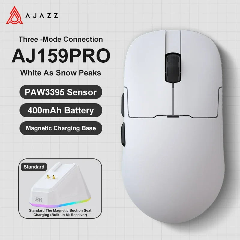 Ajazz AJ159 Apex Pro Wireless Gaming Mouse – Lightweight Gamer Mouse with RGB Magnetic Charging Base for PC & Laptop