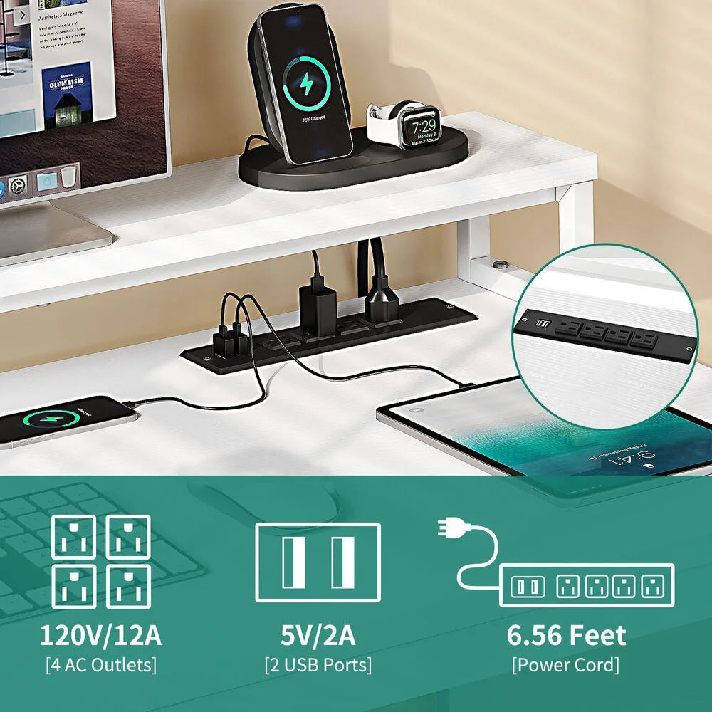 L-Shaped Gaming Computer Desk – Home Office Corner Desk with File Drawers for Storage & Organization