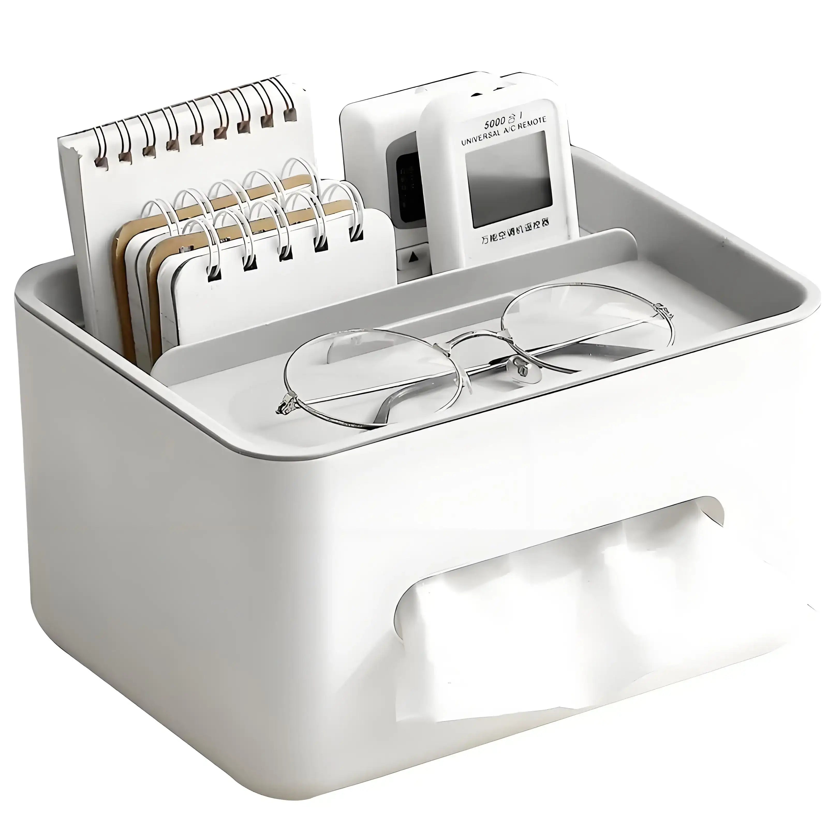 Multifunctional Tissue Box & Remote Control Storage Organizer – Desk & Home Sundries Holder