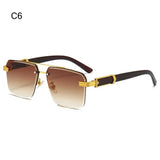 2024 Vintage Rimless Sunglasses – Oversized Square Gradient Shades with Double Bridge & UV400 Protection (Unisex)