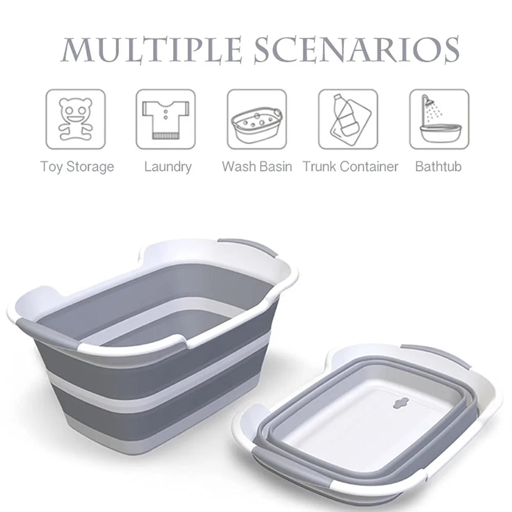 Foldable Pet Bathtub with Drain Plug – Portable Space-Saving Bath Tub for Puppies, Small Dogs & Cats