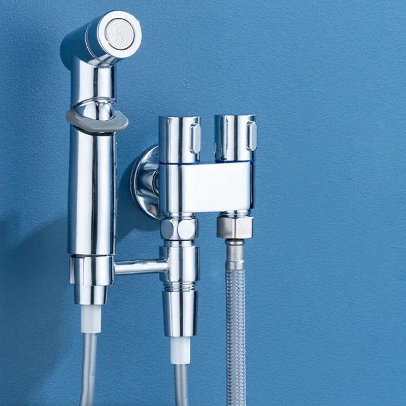 Wall-Mount Angle Valve Bidet Sprayer Set – Dual Outlet Zinc Alloy Plumbing Kit 🚿