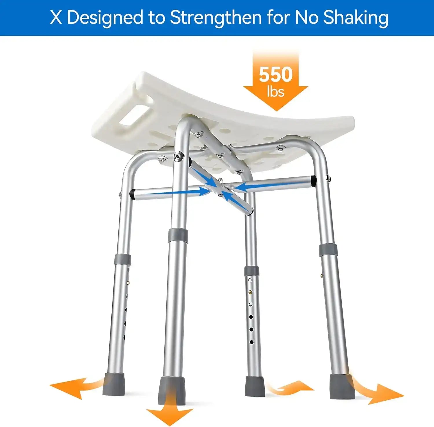 Adjustable Height Shower Bench / Chair – Slip-Resistant Legs, 350 lb Capacity (≈159 kg) 🚿🪑