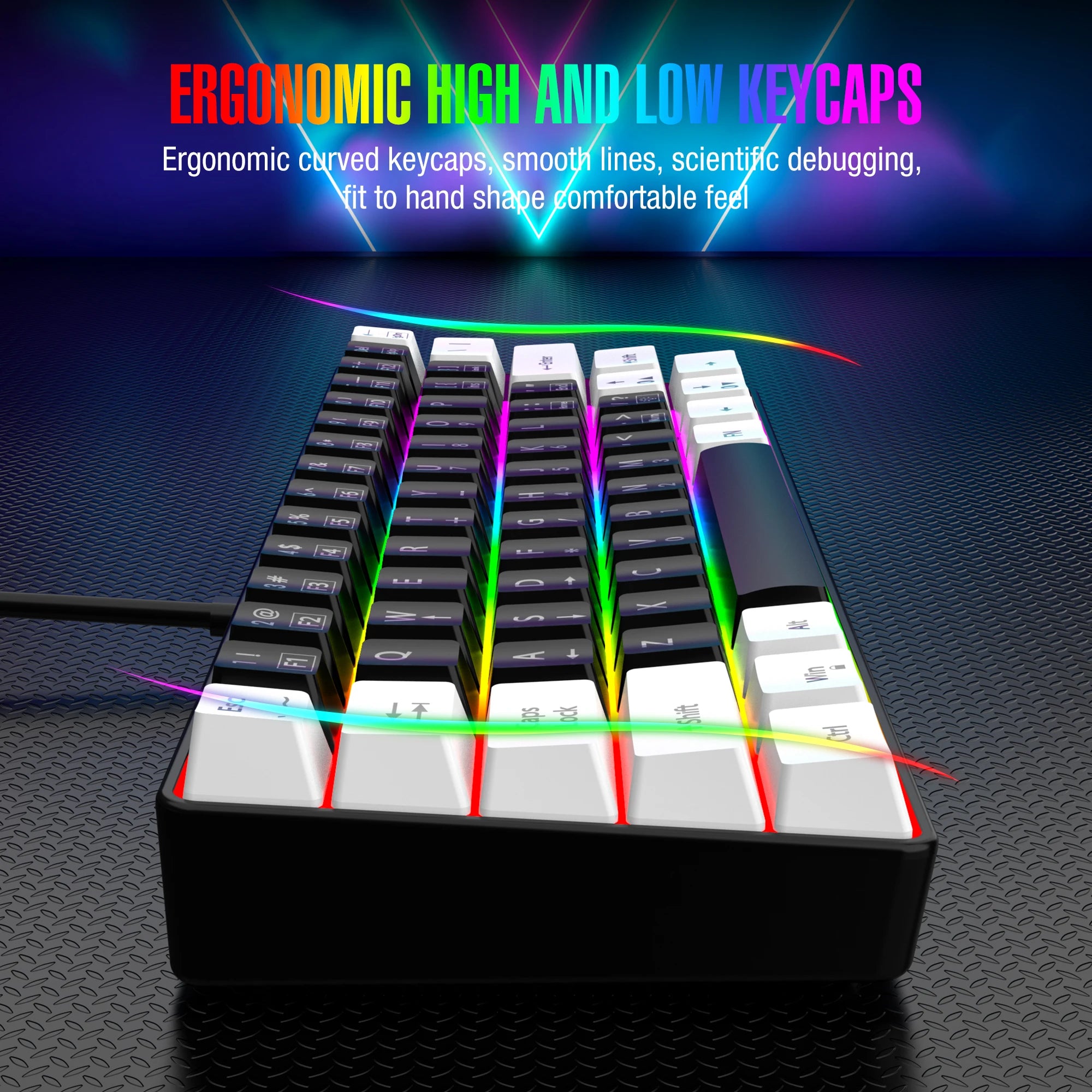 60% Wired Gaming Keyboard – Ultra-Small RGB Backlit Portable Waterproof Computer & Mac Keyboard