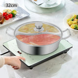 304 Stainless Steel Double-Flavor Hot Pot – Tempered Glass Lid, 5 L / 7 L Capacity