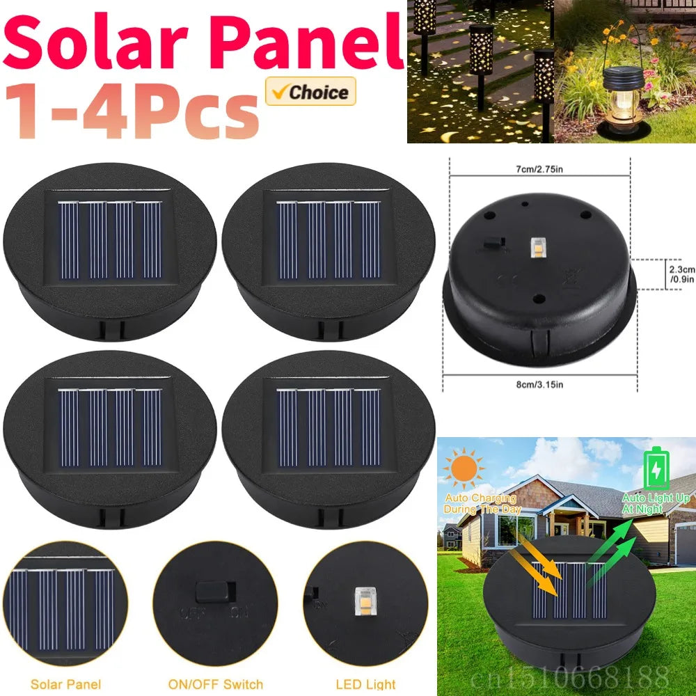 Solar Lantern Replacement Top (1–4PCS, 8cm) – Waterproof LED Solar Panel Lid Light for Outdoor Garden, Patio & Pathway Décor
