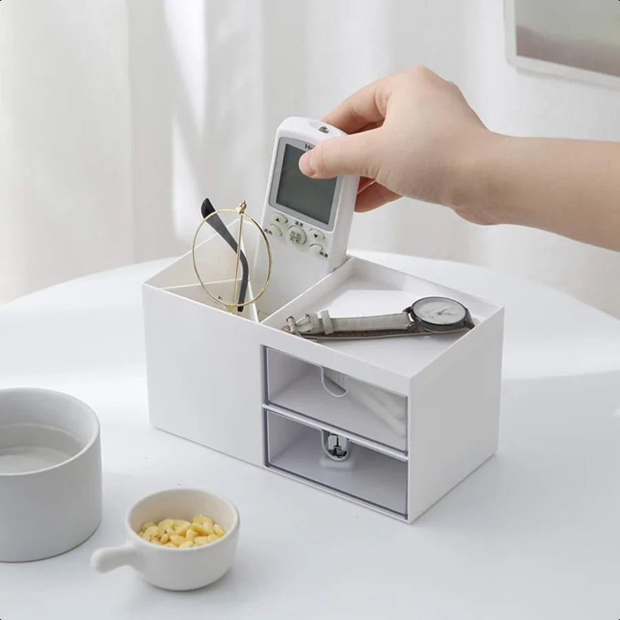 White Mini Desk Organizer – Compact Multi‑Slot Desktop Storage
