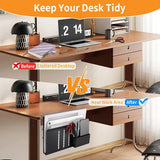 Clamp-On Under-Desk Hanging Organizer with Pen Holder – No-Drill Side Storage Box