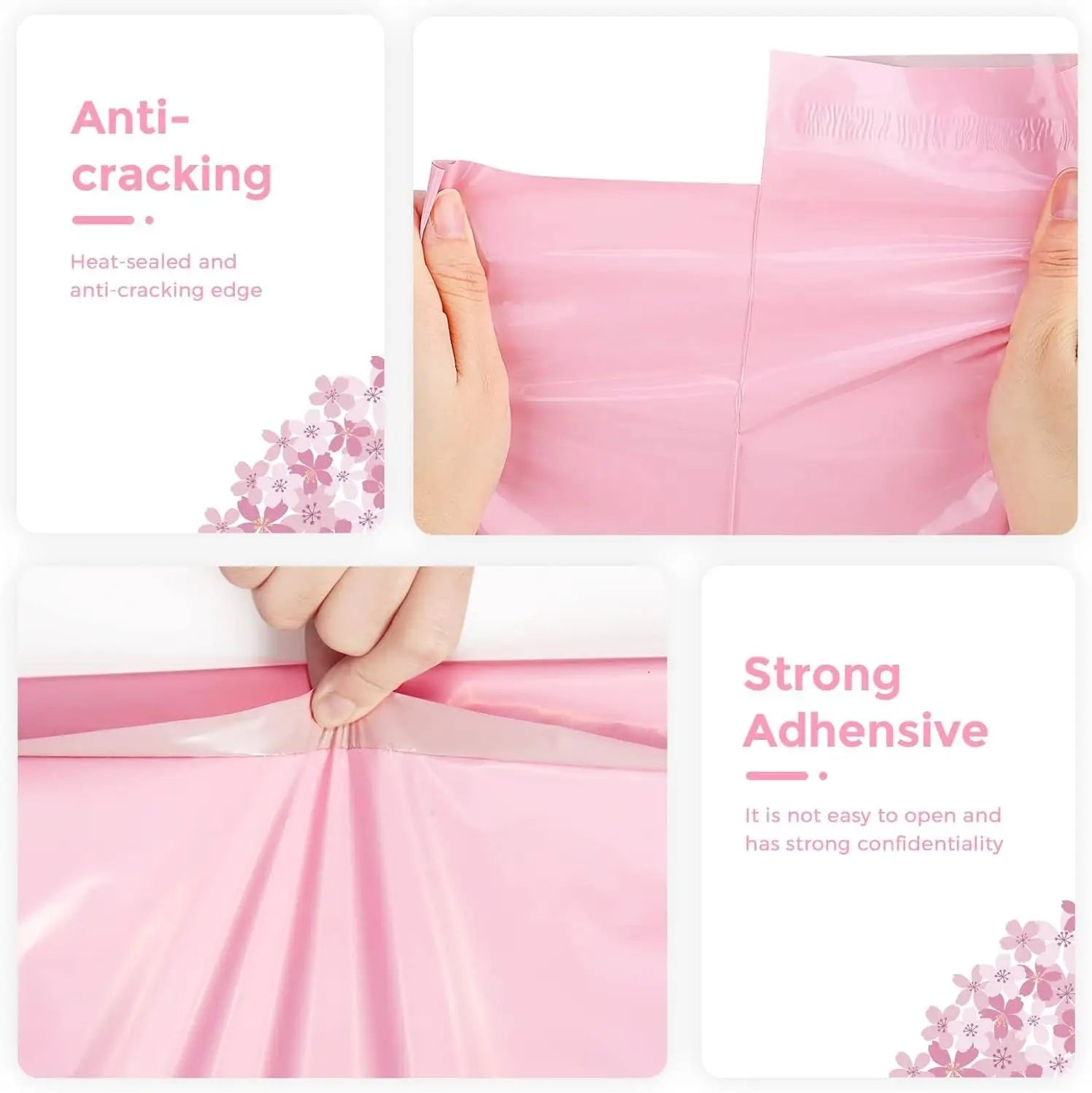 1000 Pack Poly Mailers – 14.5″×19″ Light Pink Shipping Bags with Strong Adhesive, Large Envelopes for Clothing