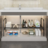 Expandable Under Sink Organizer Rack – 2-Tier Adjustable Cabinet Shelf with Removable Baskets