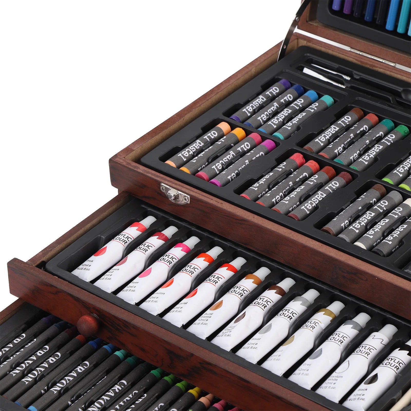 142-Piece Wooden Art Set – Complete Artist Kit with 2 Professional Sketchbooks & Storage Case