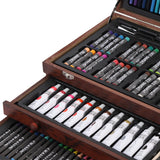 142-Piece Wooden Art Set – Complete Artist Kit with 2 Professional Sketchbooks & Storage Case