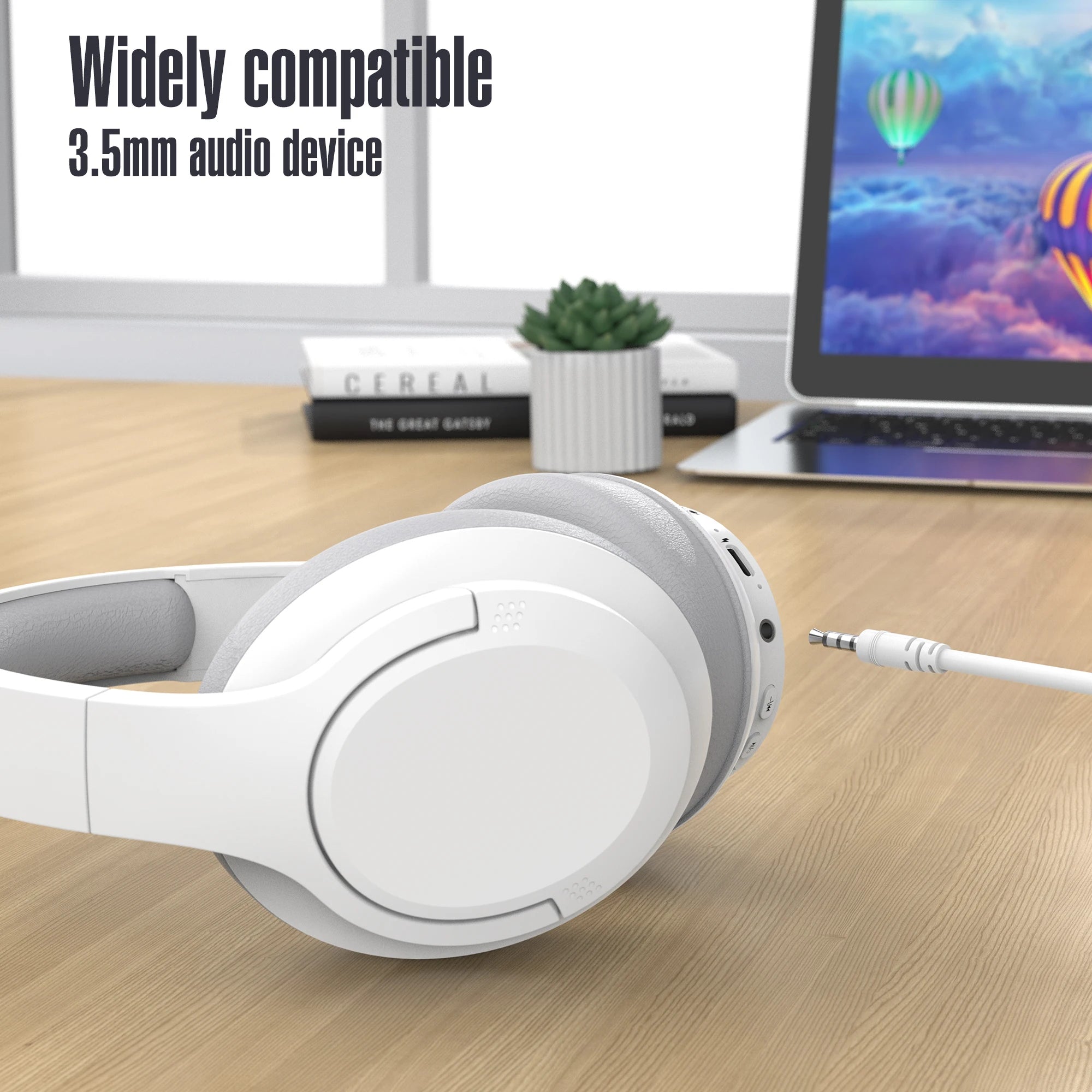 Wireless Over-Ear Bluetooth Headphones with 48h Playtime & Built-in Mic – HiFi Stereo, Foldable Lightweight Design