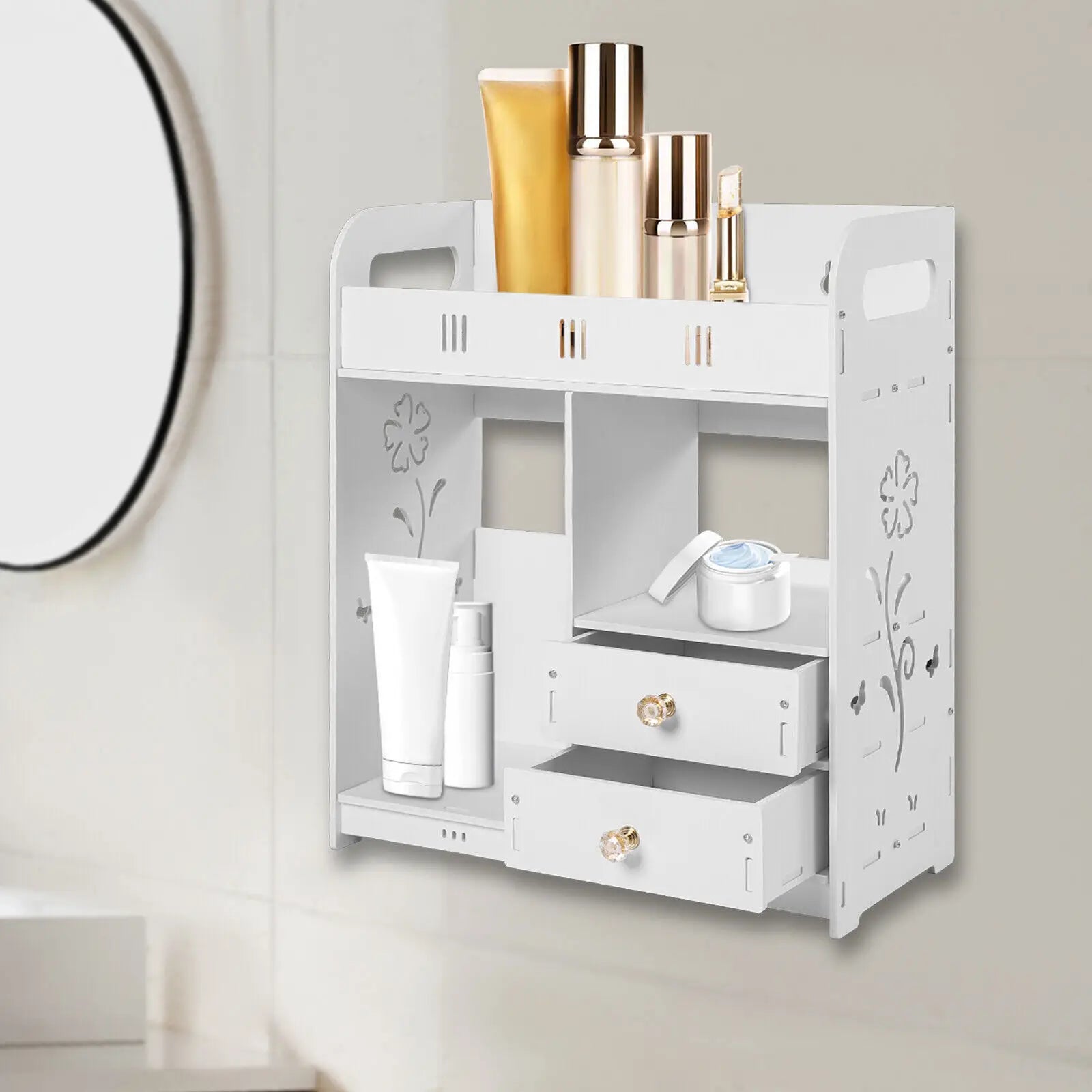 38×18×43 cm Wall-Mounted Bathroom Cabinet – Compact Storage Shelf for Small Spaces