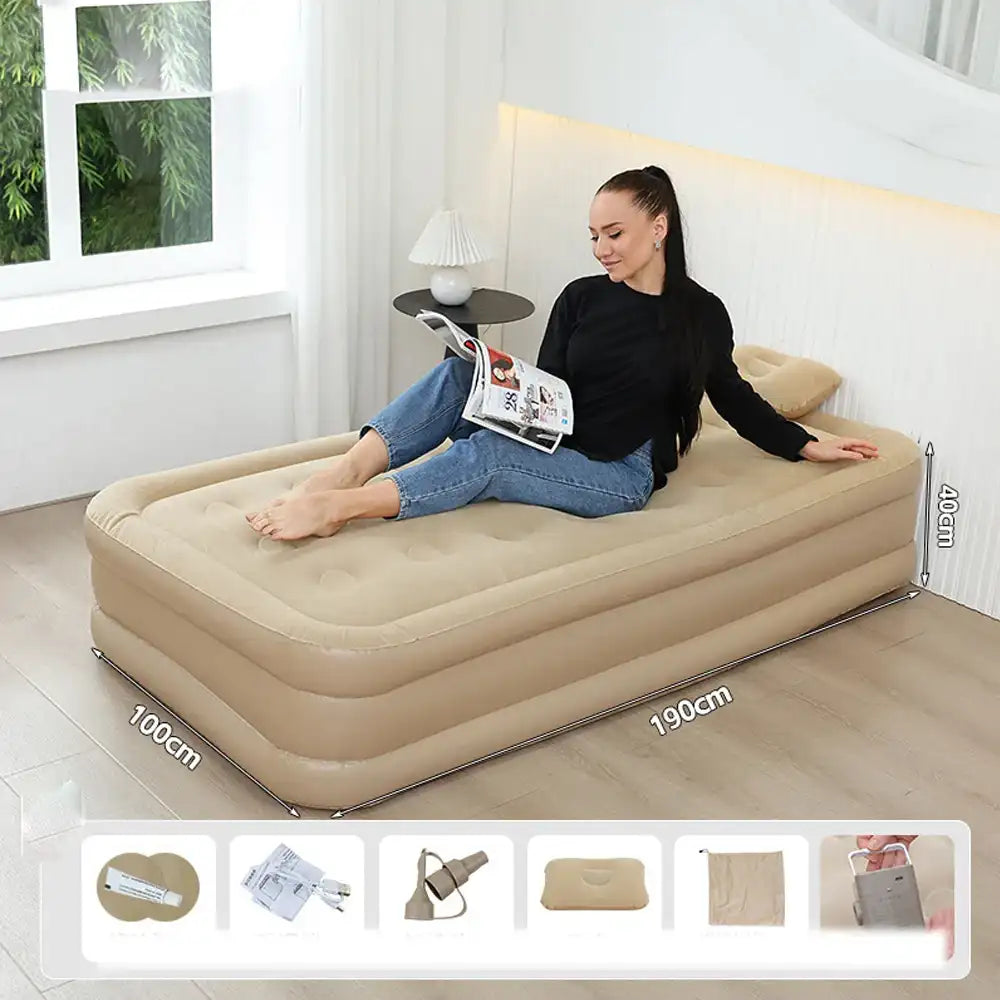 Luxury 1-2 Person Camping Inflatable Mattress with Built-in Pump – PVC Air Bed for Glamping & Outdoor Sleep
