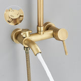 Antique Brass Shower Faucet Set – Wall-Mounted Rainfall Head with Dual Handles Hot & Cold Mixer Tap
