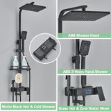 Digital Display Thermostatic Shower Mixer – Matte Black 4-Way Rainfall System with Shelf & Bidet Tap