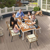 “6-Piece Outdoor Patio Dining Set – Wicker Table with 4 Chairs, Dining Bench & Umbrella Holes”