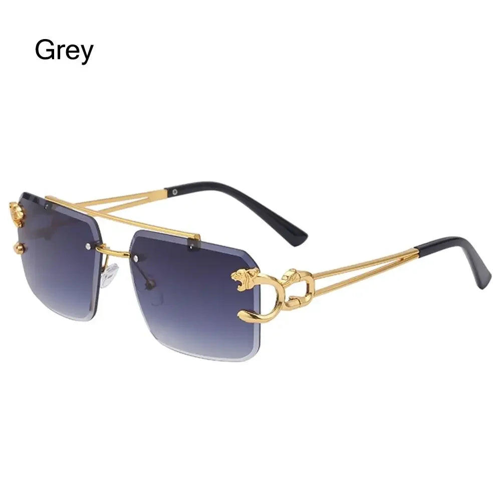 2024 Vintage Rimless Sunglasses – Oversized Square Gradient Shades with Double Bridge & UV400 Protection (Unisex)