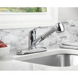 Single‑Handle Pull‑Out Kitchen Sink Faucet with Dual‑Function Sprayer – Chrome Finish, 2-Function Stream & Spray, Easy Install 🚰✨