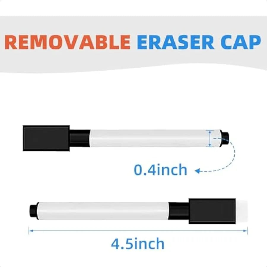 Magnetic Mini Dry Erase Markers – 25-Pack Fine Point Whiteboard Markers with Eraser Caps (Black)