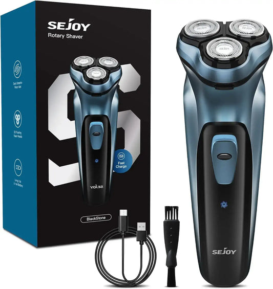 Sejoy 3D Rotary Electric Shaver – Wet & Dry Rechargeable Beard Grooming for Men & Gift-Perfect