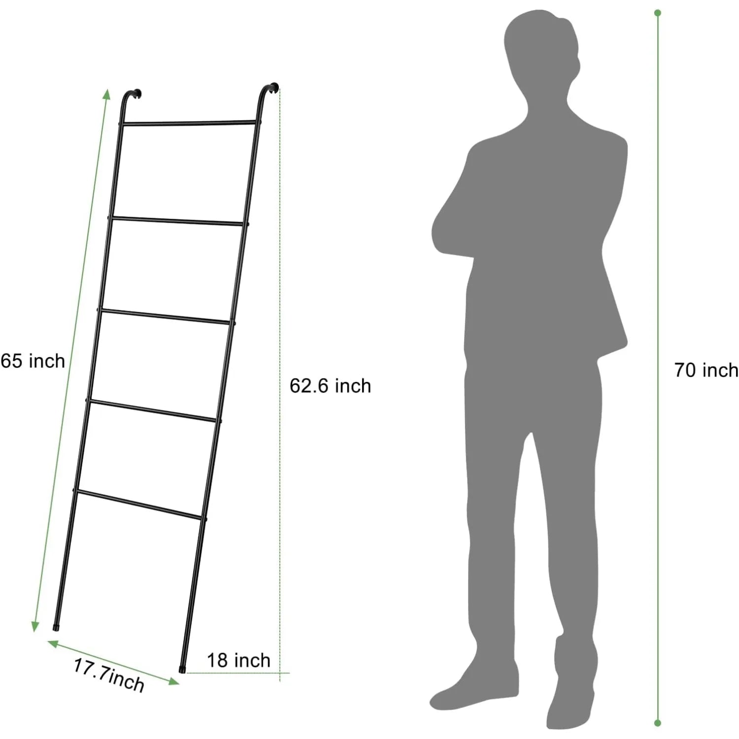 2-Piece Metal Blanket Ladder Set – Multi-Function Towel & Blanket Rack, Black Finish