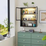 Metal Wall Cabinet with Glass Doors & LED Lights – Over-the-Toilet Space-Saving Medicine & Bathroom Storage